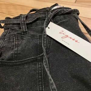 Vigoss Black Wash Drawstring Denim Pants